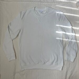 Charter Club Men’s White Fleece Pullover Sweatshirt Size M Cotton Blend, NWOT